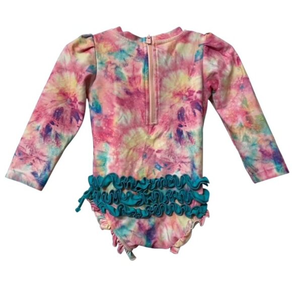 Posh Peanut Joplin Long Sleeve Ruffled Rash Guard Swimsuit 18-24 Months - Picture 2 of 16